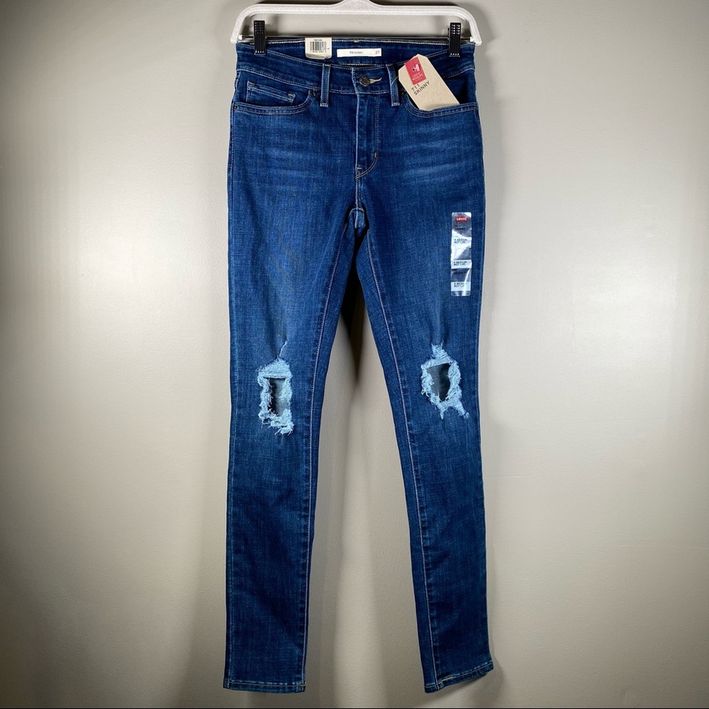 LEVI’S 711 Skinny Midrise Busted Knees Jeans W 27